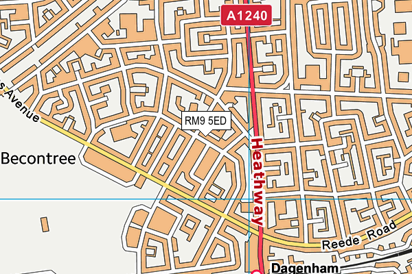 RM9 5ED map - OS VectorMap District (Ordnance Survey)