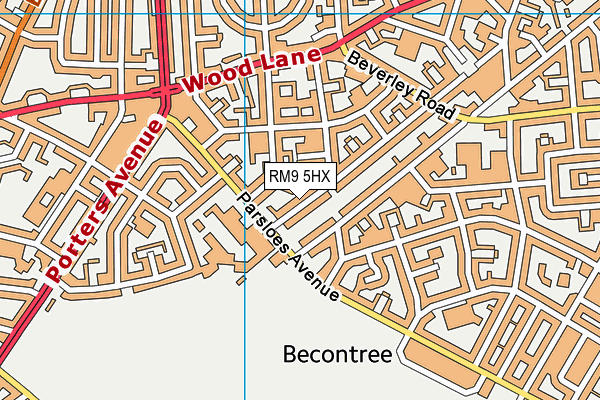 RM9 5HX map - OS VectorMap District (Ordnance Survey)