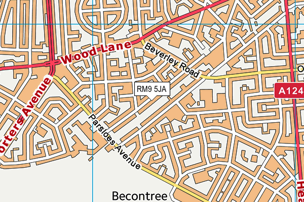 RM9 5JA map - OS VectorMap District (Ordnance Survey)