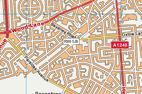 RM9 5JB map - OS VectorMap District (Ordnance Survey)