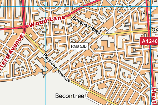 RM9 5JD map - OS VectorMap District (Ordnance Survey)