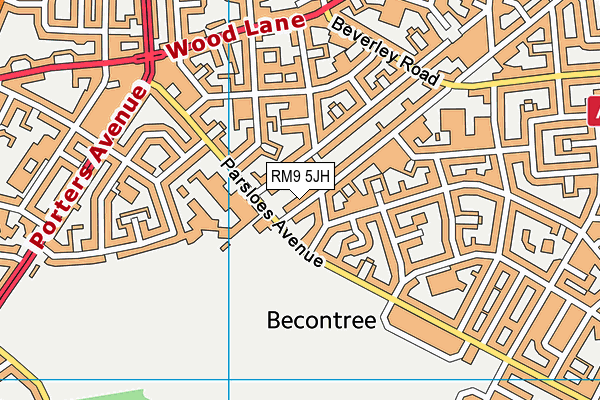 RM9 5JH map - OS VectorMap District (Ordnance Survey)