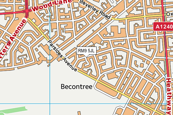 RM9 5JL map - OS VectorMap District (Ordnance Survey)