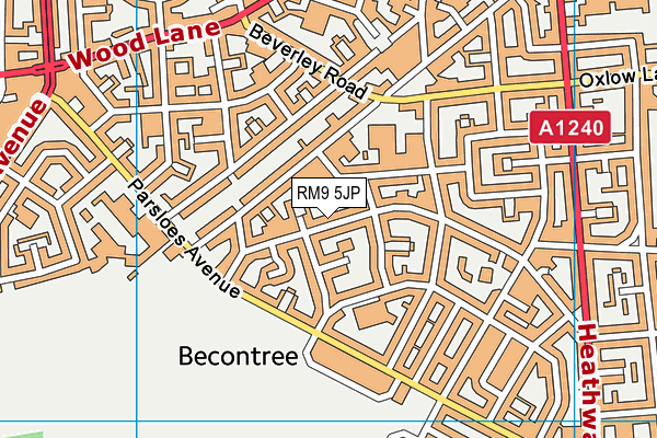 RM9 5JP map - OS VectorMap District (Ordnance Survey)