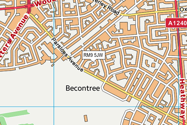 RM9 5JW map - OS VectorMap District (Ordnance Survey)