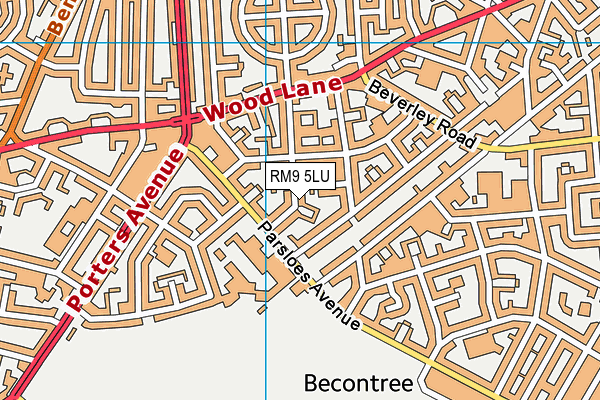 RM9 5LU map - OS VectorMap District (Ordnance Survey)