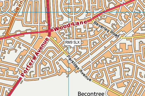 RM9 5LX map - OS VectorMap District (Ordnance Survey)