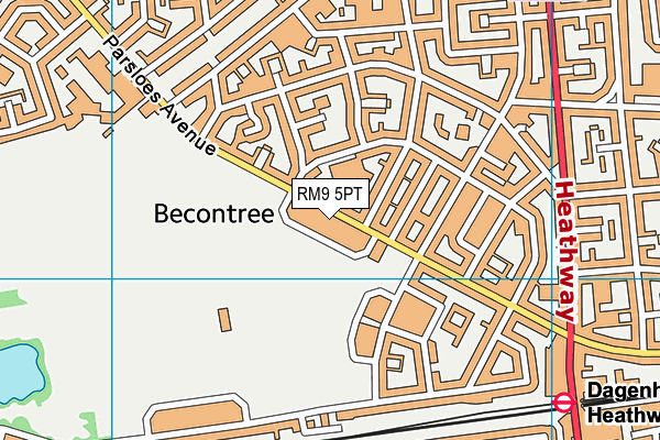 RM9 5PT map - OS VectorMap District (Ordnance Survey)