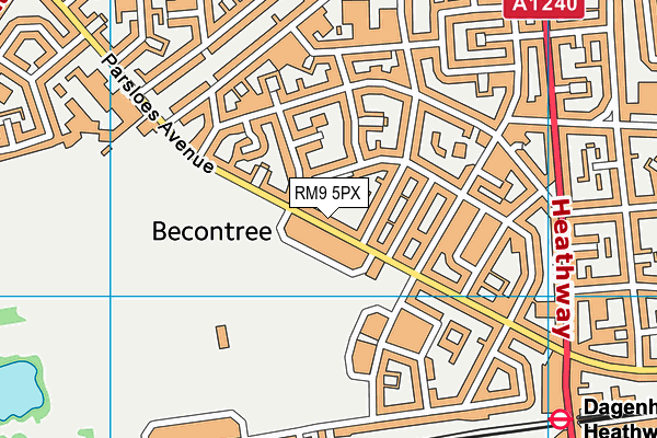 RM9 5PX map - OS VectorMap District (Ordnance Survey)