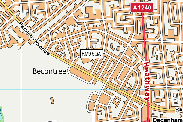 RM9 5QA map - OS VectorMap District (Ordnance Survey)