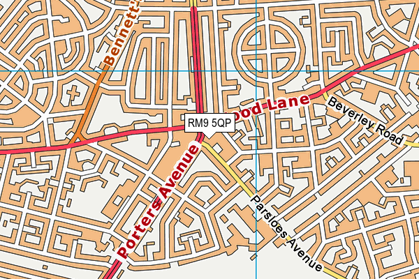 RM9 5QP map - OS VectorMap District (Ordnance Survey)