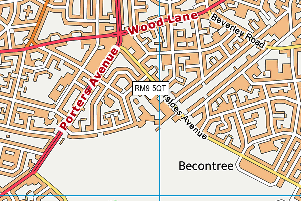RM9 5QT map - OS VectorMap District (Ordnance Survey)