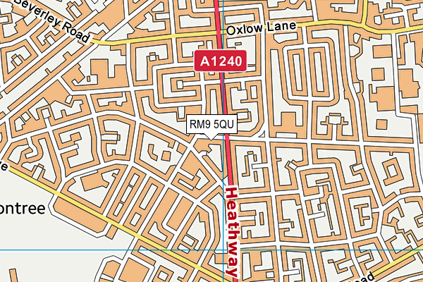 RM9 5QU map - OS VectorMap District (Ordnance Survey)