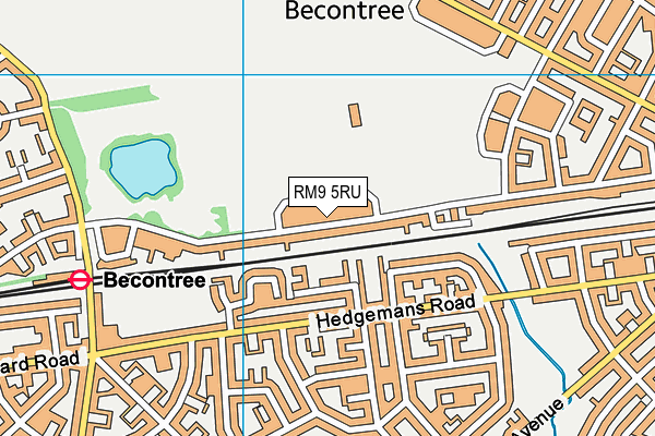 RM9 5RU map - OS VectorMap District (Ordnance Survey)