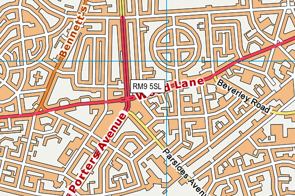 RM9 5SL map - OS VectorMap District (Ordnance Survey)