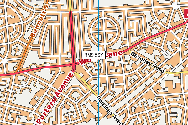 RM9 5SY map - OS VectorMap District (Ordnance Survey)