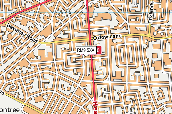 RM9 5XA map - OS VectorMap District (Ordnance Survey)