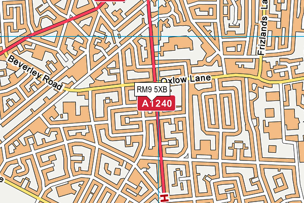 RM9 5XB map - OS VectorMap District (Ordnance Survey)