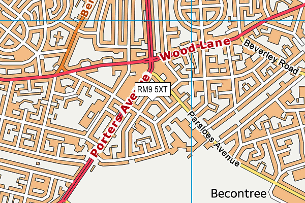RM9 5XT map - OS VectorMap District (Ordnance Survey)