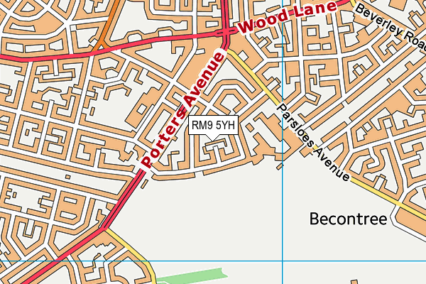 RM9 5YH map - OS VectorMap District (Ordnance Survey)