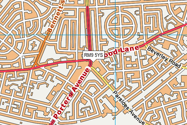 RM9 5YS map - OS VectorMap District (Ordnance Survey)