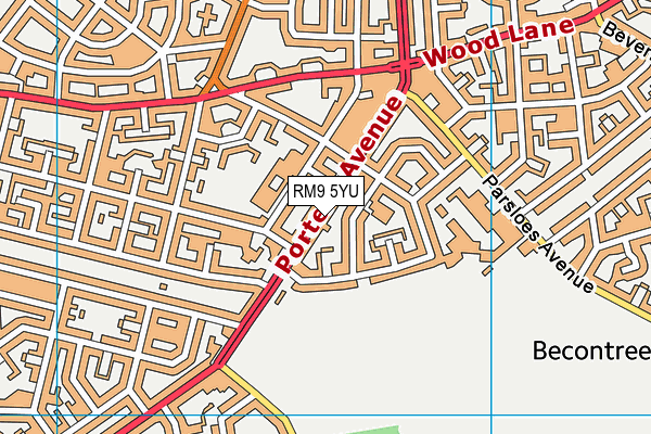 RM9 5YU map - OS VectorMap District (Ordnance Survey)