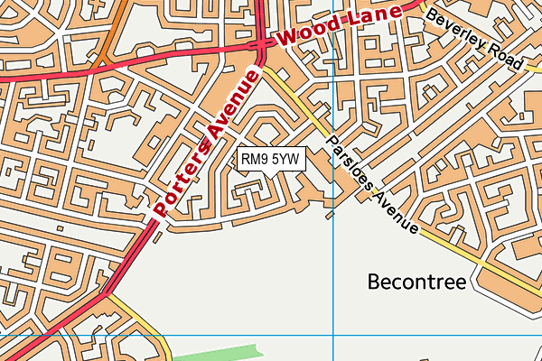 RM9 5YW map - OS VectorMap District (Ordnance Survey)