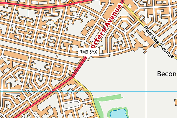 RM9 5YX map - OS VectorMap District (Ordnance Survey)