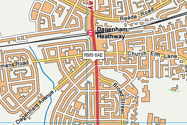 RM9 6AE map - OS VectorMap District (Ordnance Survey)