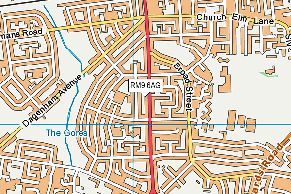 RM9 6AG map - OS VectorMap District (Ordnance Survey)