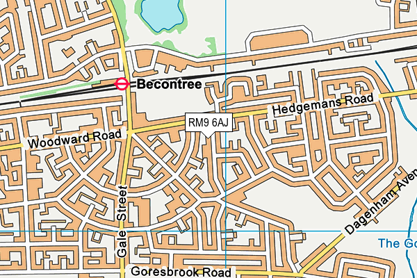 RM9 6AJ map - OS VectorMap District (Ordnance Survey)