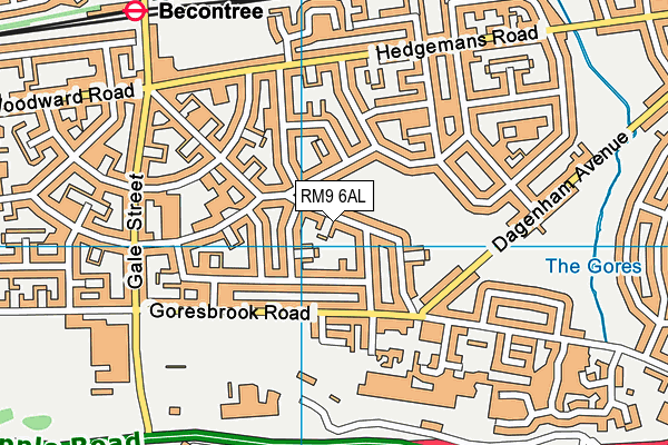 RM9 6AL map - OS VectorMap District (Ordnance Survey)