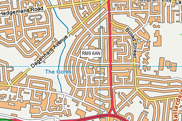 RM9 6AN map - OS VectorMap District (Ordnance Survey)