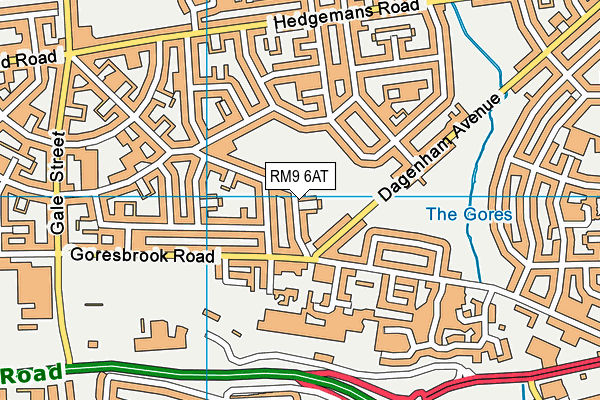 RM9 6AT map - OS VectorMap District (Ordnance Survey)