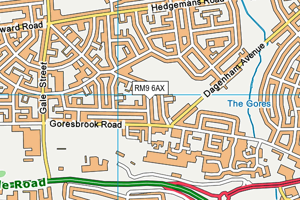 RM9 6AX map - OS VectorMap District (Ordnance Survey)