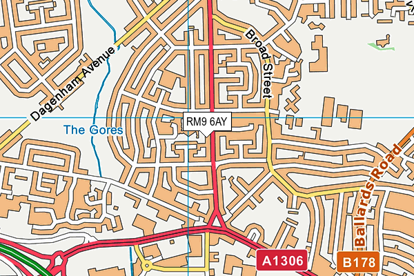 RM9 6AY map - OS VectorMap District (Ordnance Survey)