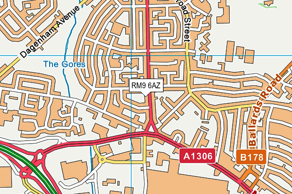 RM9 6AZ map - OS VectorMap District (Ordnance Survey)