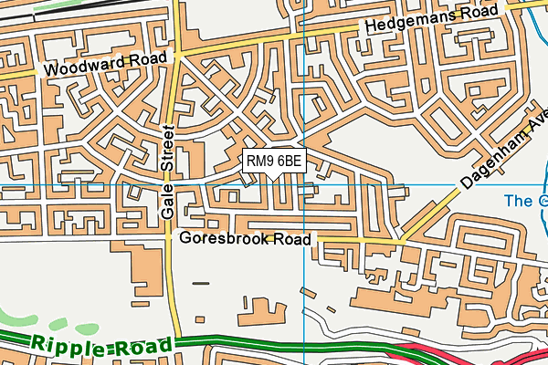 RM9 6BE map - OS VectorMap District (Ordnance Survey)