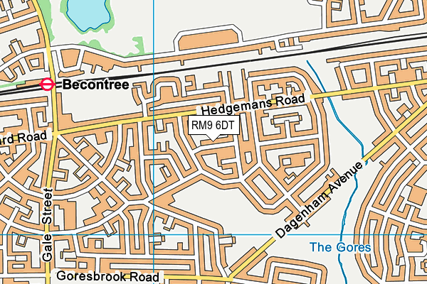 RM9 6DT map - OS VectorMap District (Ordnance Survey)