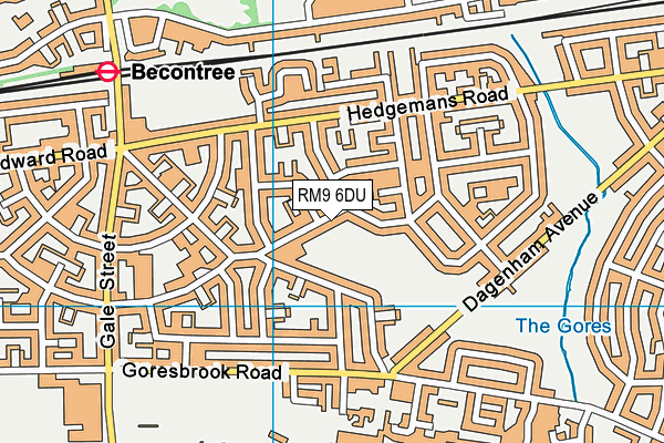 RM9 6DU map - OS VectorMap District (Ordnance Survey)