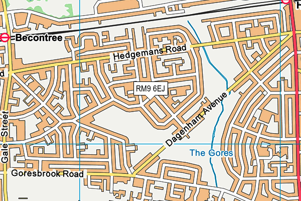 RM9 6EJ map - OS VectorMap District (Ordnance Survey)