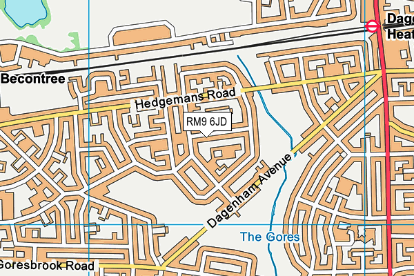 RM9 6JD map - OS VectorMap District (Ordnance Survey)