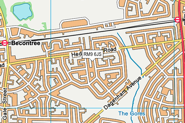 RM9 6JS map - OS VectorMap District (Ordnance Survey)