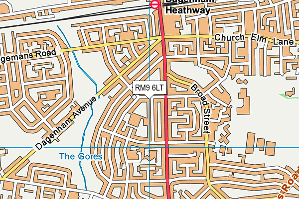 RM9 6LT map - OS VectorMap District (Ordnance Survey)