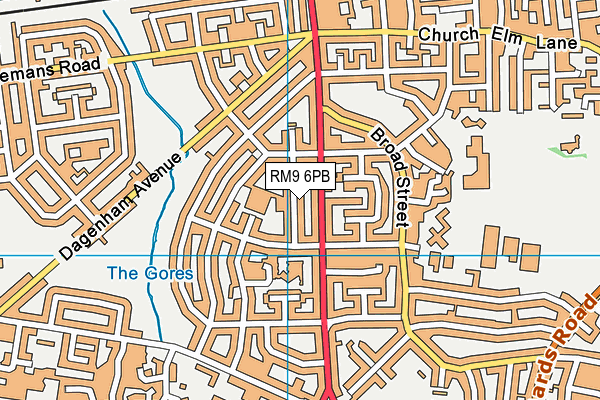 RM9 6PB map - OS VectorMap District (Ordnance Survey)