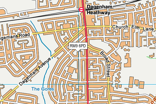 RM9 6PD map - OS VectorMap District (Ordnance Survey)