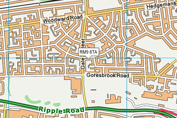 RM9 6TA map - OS VectorMap District (Ordnance Survey)