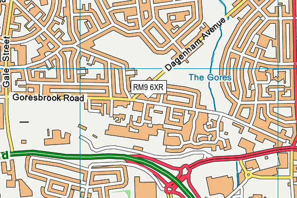 RM9 6XR map - OS VectorMap District (Ordnance Survey)