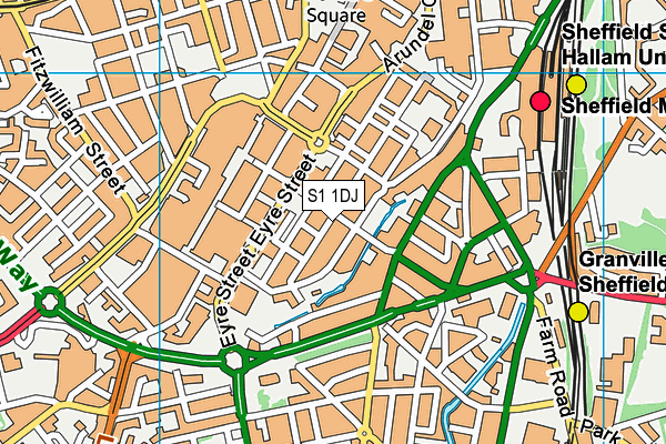 S1 1DJ map - OS VectorMap District (Ordnance Survey)