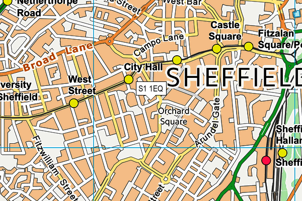 S1 1EQ map - OS VectorMap District (Ordnance Survey)